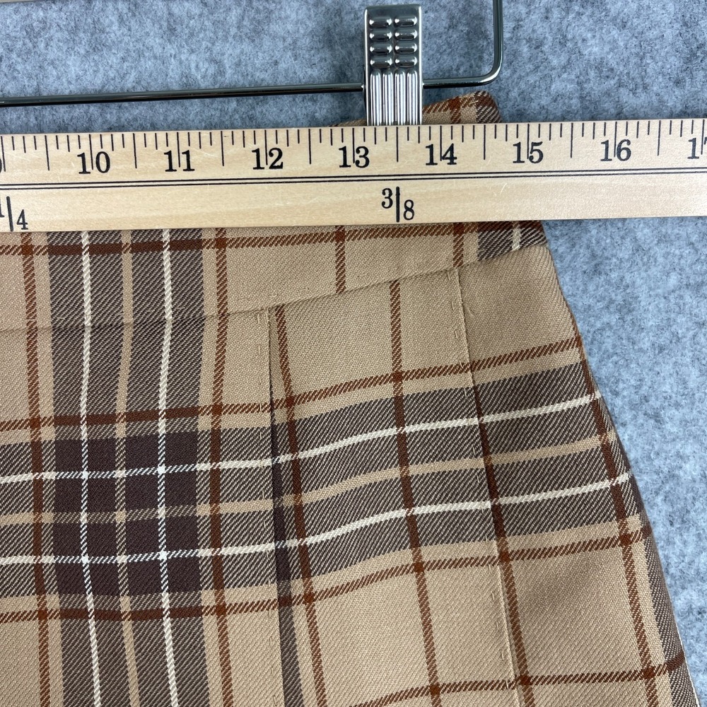 Brooks Brothers 346 Wool Pleated Skirt Womens 8 Tan Plaid Preppy Academia - Picture 4 of 8